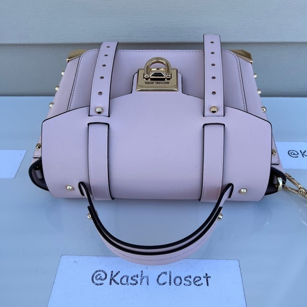 Michael Kors Manhattan Satchel Medium Leather Powder Blush - Picture 6 of 10